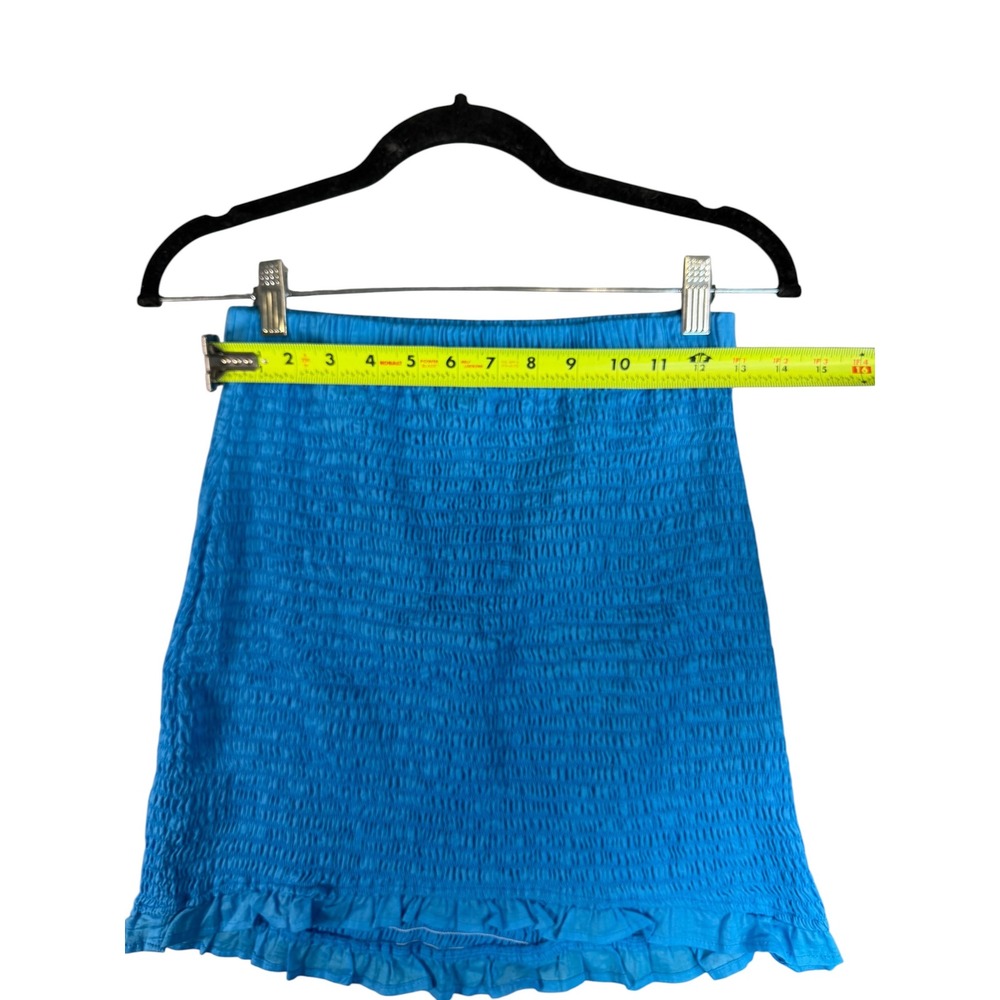 Faithfull The Brand Blue Smocked Mini Skirt Ruffle Hem Small Aus 8 Usa 4 View 6